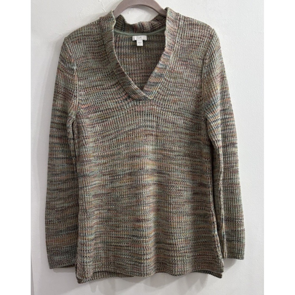 J Jill Sweater Womens V Neck Multicolor Sweater Preppy‎ Coastal Medium